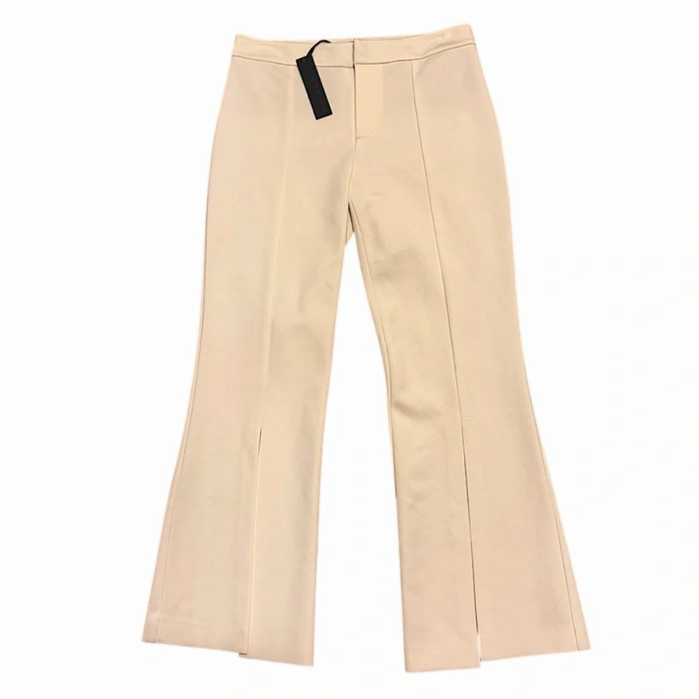 Alice + Olivia Walker Cropped Pants Off‑White/Cream with Front Slit Size 2 NWT - Picture 4 of 7